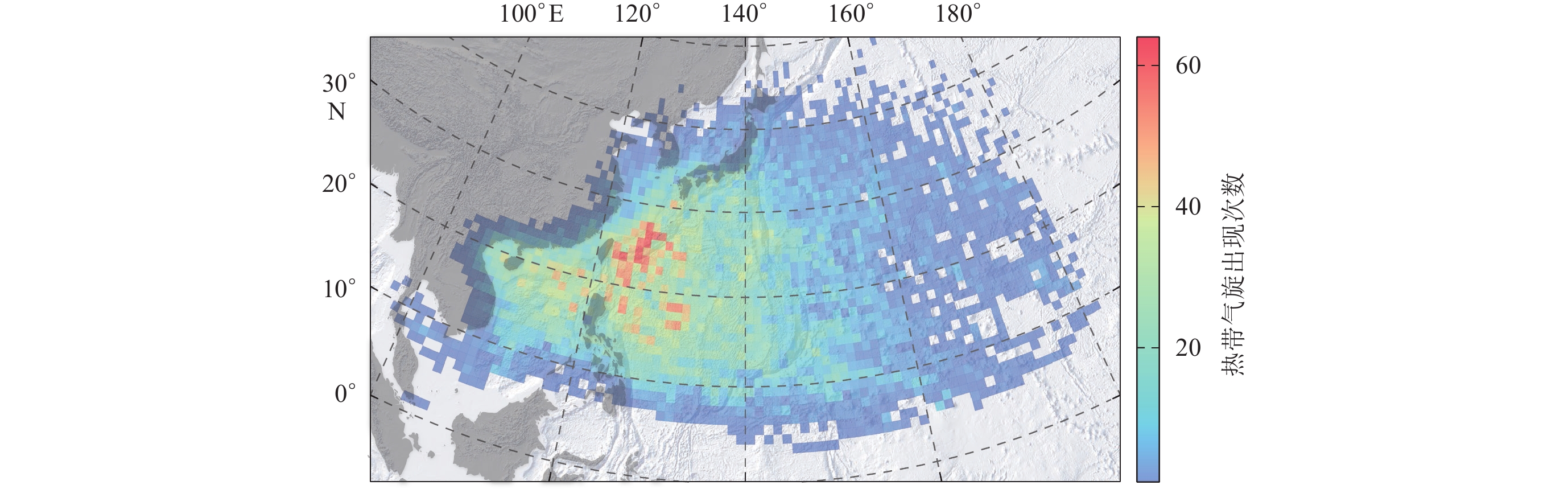 西北太平洋1980—2021年台风年频次分布（数据源于Japan Meteorological Agency，2022）